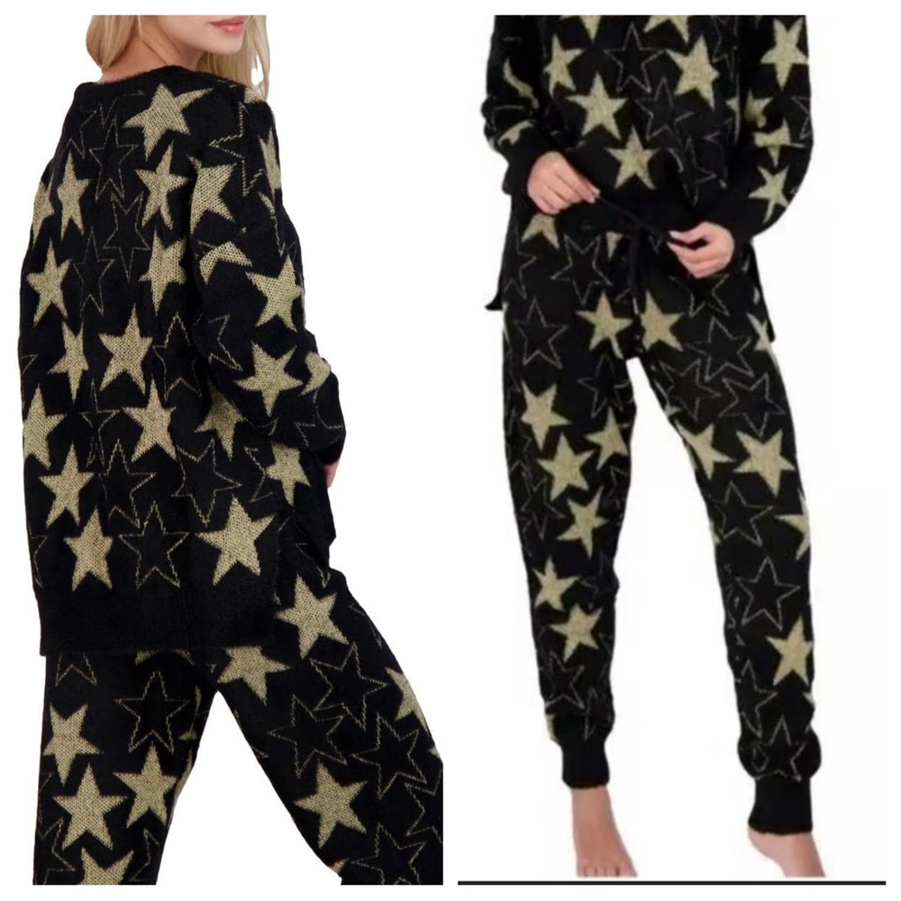 Black and Cream Star Pattern Men's Sweater